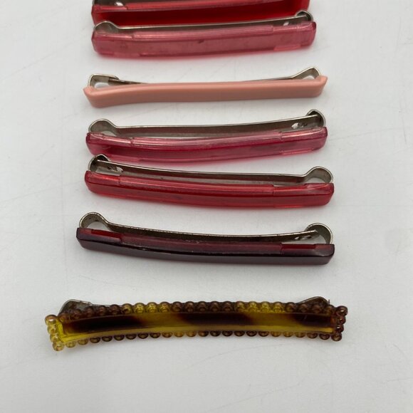 Vintage Hair Clip Barrettes Lot of 25 Multicolor Bows Stay Tight Clasps Colorful main image 5